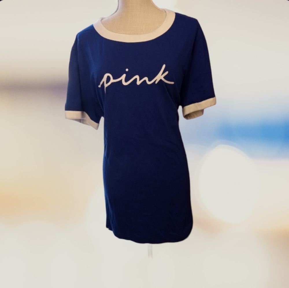 Royal Blue and White Cozy & Cute VS PINK Tee Sz XL NWT